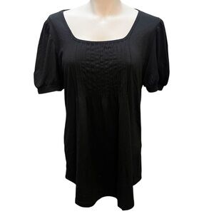 Black Pleated Short Sleeve Top